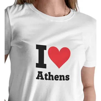 Dámské tričko Dámské bílé triko s nápisem - I love Athens XL
