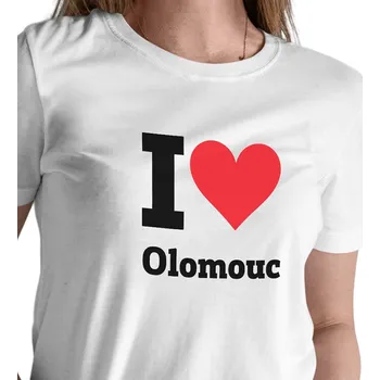 Dámské tričko Dámské bílé tričko - I love Olomouc XL