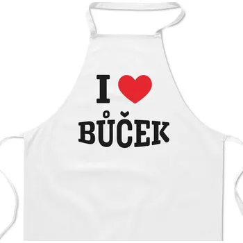 Kuchyňská zástěra Zástěra bílá - I love bůček