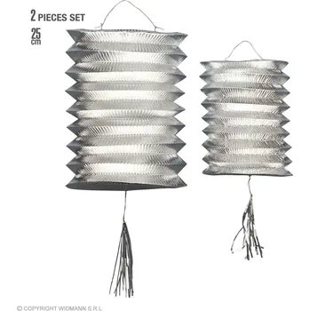 Karnevalový doplněk Metalický stříbrný lampión