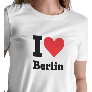 Dámské oblečení Dámské bílé triko s nápisem - I love Berlin M