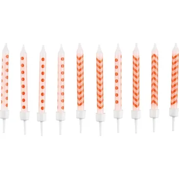 Dortová svíčka Narozeninové svíčky oranžové puntíky a vlnky