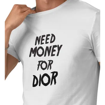 Pánské tričko bílé - Need money for Dior 3XL