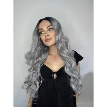 Paruka Kudrnatá paruka s fialovým nádechem, se síťkou (lace front)