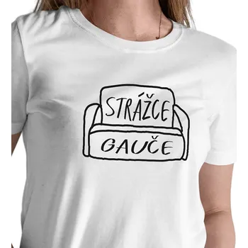 Dámské tričko Dámské triko bílé - Strážce gauče 3XL
