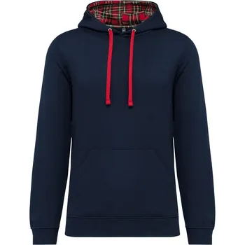 Dámská mikina Unisex mikina s kapucí K 4013 navy-red tartan S
