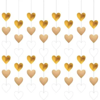 Party dekorace Zlatá závěsná dekorace srdce