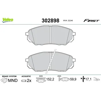 Brzdová destička Sada brzdových destiček, kotoučová brzda VALEO 302898