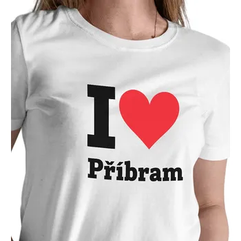 Dámské tričko Dámské bílé tričko - I love Příbram L