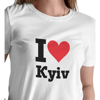 Dámské tričko Dámské bílé triko s nápisem - I love I love Kyiv 3XL