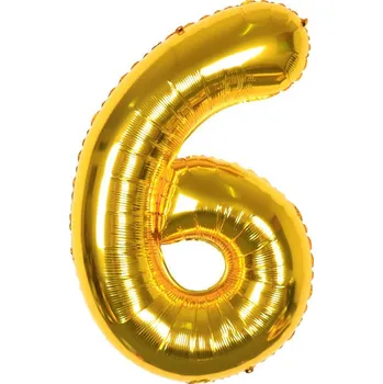 Balónek Fóliový balónek - Číslo 6 zlaté, 80 cm