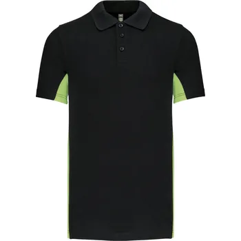 Pánská móda 2-barevné piqué polo "Flag" K 232 black-lime M