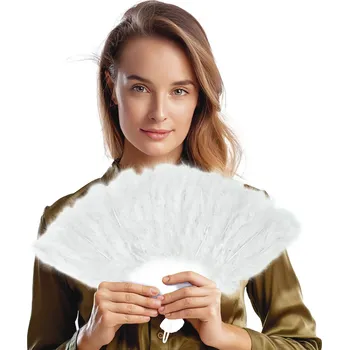 Karnevalový doplněk Bílý vějíř s peříčky