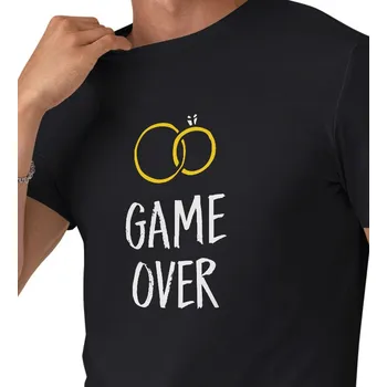 Pánské triko černé - Game over prstýnky 4XL