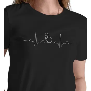 Dámské triko černé -Tep králík S