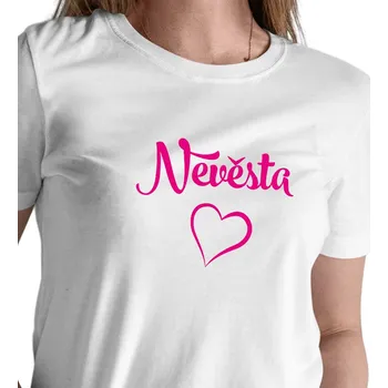 Dámské tričko Dámské bílé triko - Nevěsta srdce XL