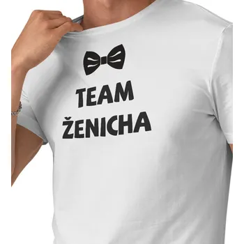 Pánské bílé triko - Team ženicha motýl 4XL