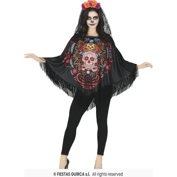 Karnevalový kostým Pončo Den Mrtvých, kostým dámský M