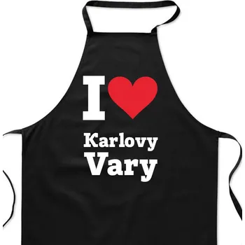 Kuchyňská zástěra Zástěra černá - Karlovy Vary