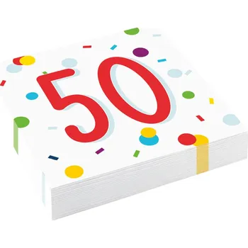 Papírový ubrousek Ubrousky - bílé s číslem 50