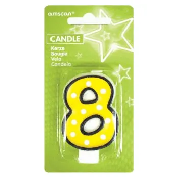 Svíčka Puntíkovaná svíčka 8 - žlutá
