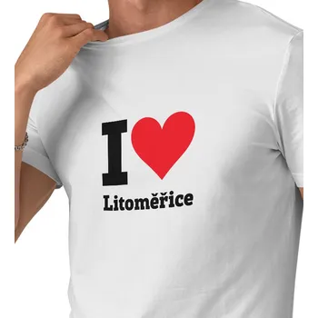 Pánské triko bílé - I love Litoměřice L