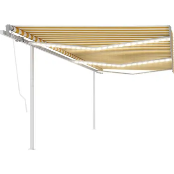 Markýza vidaXL Automatická markýza LED a senzor větru 6 x 3 m žlutobílá