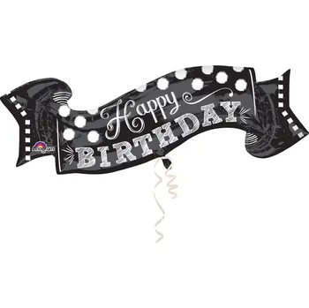 Balónek Happy birthday - Velký černý balón