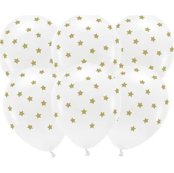 Balónek Eco balónky - bílé, zlaté hvězdičky