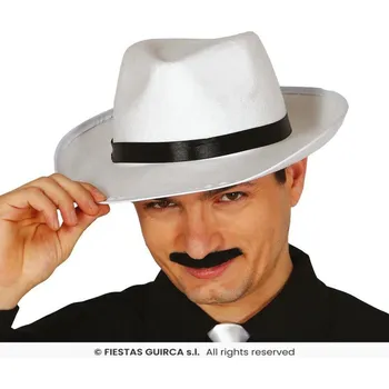 Klobouk Gangsterský klobouk - bílý s černou stuhou