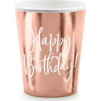 Party dekorace Kelímky rosegold - Happy Birthday