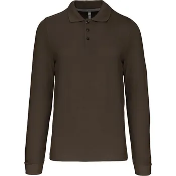 Pánská móda Pánské piqué polo s dlouhým rukávem K 243 dark khaki S