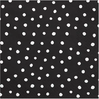 Papírový ubrousek Ubrousky - černé s bílými tečkami