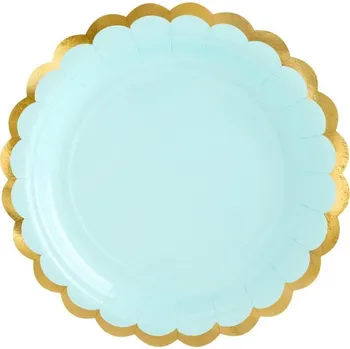 Talíř Talíř zelený - zlatý okraj 6 ks