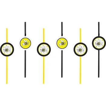 Brčka s obrázkem včeliček - 6 ks