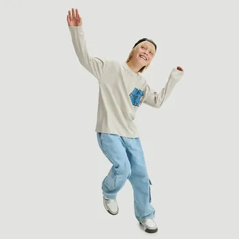 Chlapecké tričko Reserved - Bavlněné tričko s dlouhými rukávy - světle šedá - 035FI-09X - 035FI-09X-140