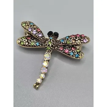 Brož Distribuce - Dárky, šperky, minerály - K. Vlasáková Vážka barevná - brož zlatá