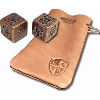 Hrací kostka Měděné hrací kostky pirátské 2.4 oz AVDP + sáček z hovězí kůže Copper Gaming Dice in Real Leather Bag