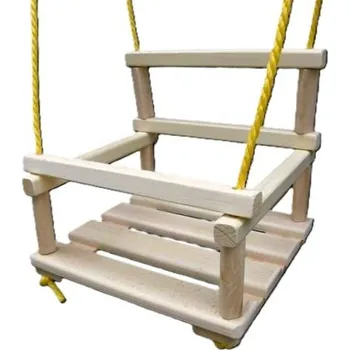 Dětská houpačka Dětská dřevěná houpačka s ohrádkou 2v1 33 x 30 x 28 cm přírodní (Závěsná houpačka pro děti)