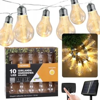 Venkovní osvětlení Světelná girlanda GardenLine 380 cm solární černá