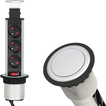 Zásuvkový kontejner IN-LIGHT Výsuvný zásuvkový sloupek 3x 230V šedý