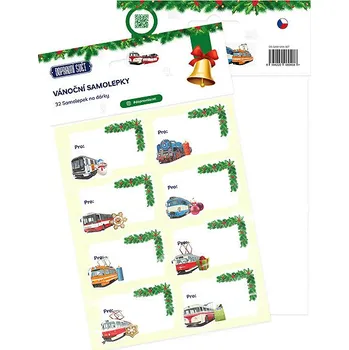 omalovánky Dopravní svět Vánoční samolepky, jmenovky na dárky, 32 ks