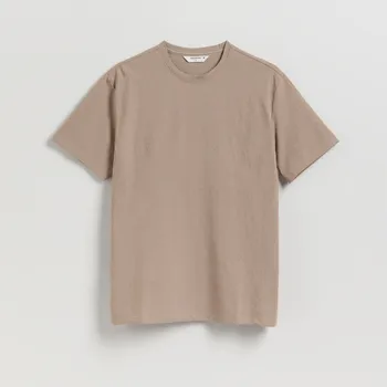 Pánské tričko Reserved - Strukturální tričko comfort fit - kávová - 479EX-84X - 479EX-84X-M