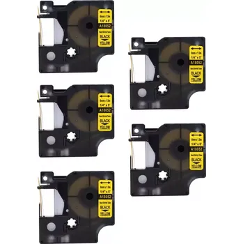 Pásek do tiskárny Kompatibilní páska s Dymo 18052, S0718270, 6mm x 1,5m , černý tisk / žlutý podklad, RHINO - Trubice 5-PACK