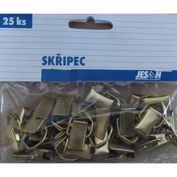 Uchycení záclony a závěsu Skřipec záclonový kovový zlatý (bal. 25 ks)