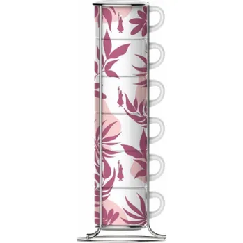 Bialetti Primavera Sada 6 šálků na espresso na podstavci - Růžová