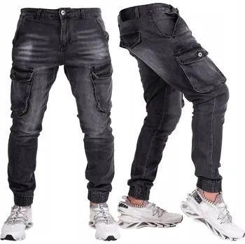 Pánské kalhoty VEL.34 Pánské kalhoty JOGGERY kapsáče černé OXEE