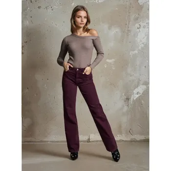 Dámské džíny Sinsay - Džíny wide leg - burgundy - 879EV-83J - 879EV-83J-34