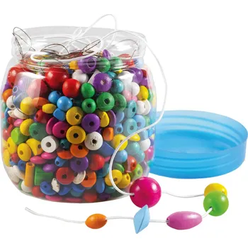 Dětské navlékací korálky Detoa Dřevěné perličky v dóze