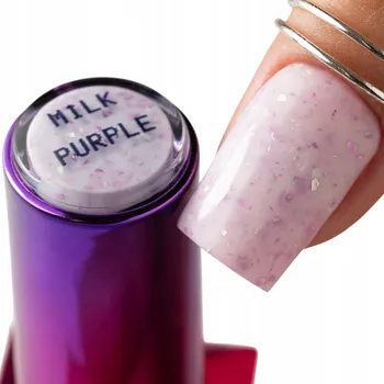 Lak na nehty Hybridní báze na nehty MOLLYLAC 10g Flakes Milk&Purple Mléčná s fialovými vločkami